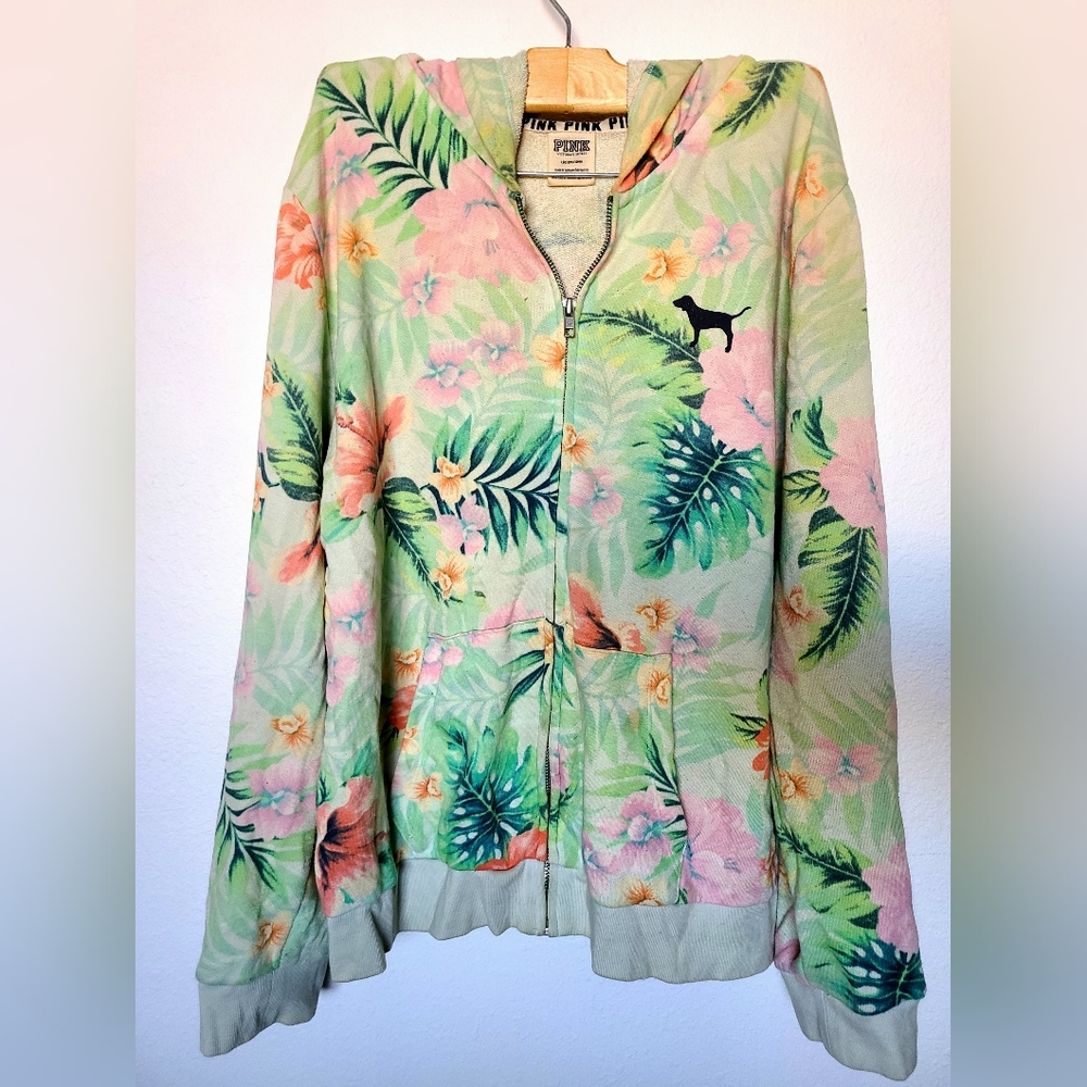 Victoria's Secret PINK Tropical Floral Lightweight Full Zip Hoodie